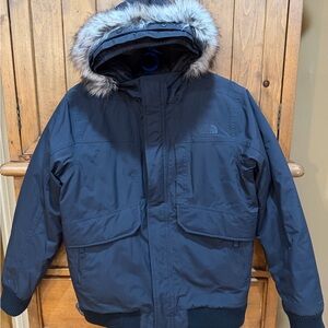 The North Face Black Bomber Jacket with Detachable Fur Hood